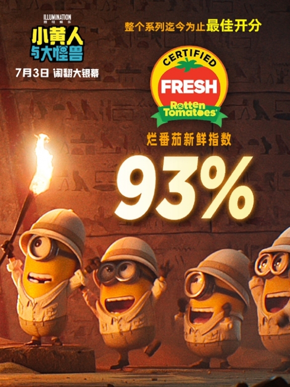 93%新鲜度创纪录！《小黄人与大怪兽》登陆全国影院